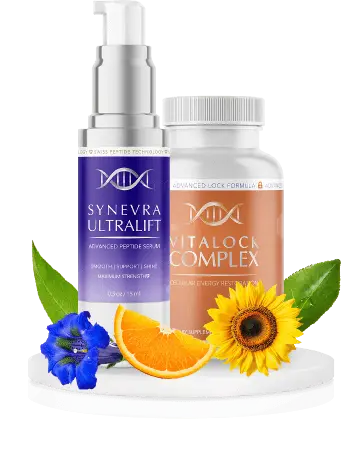 Synevra UltraLift Serum and VitaLock Complex with botanicals - premium Swiss-inspired skincare system